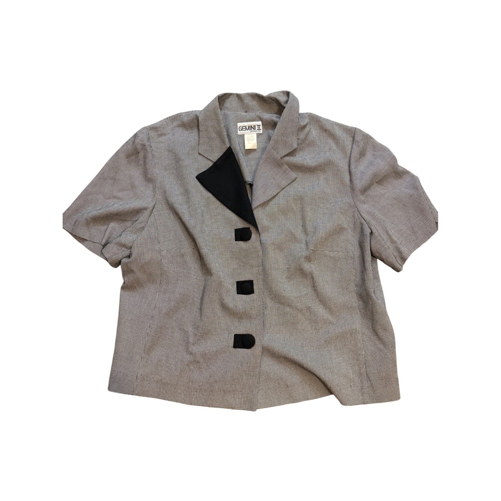 Vintage 90s Gemini II Blazer Womens 14 Houndstooth Short Sleeve Jacket